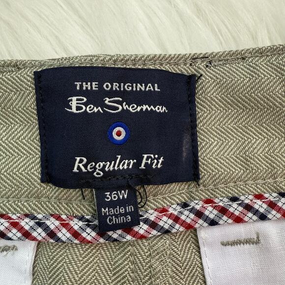 Ben Sherman Regular Fit Shorts Brown Herringbone Vetiver Size 36 NWT - Picture 6 of 16